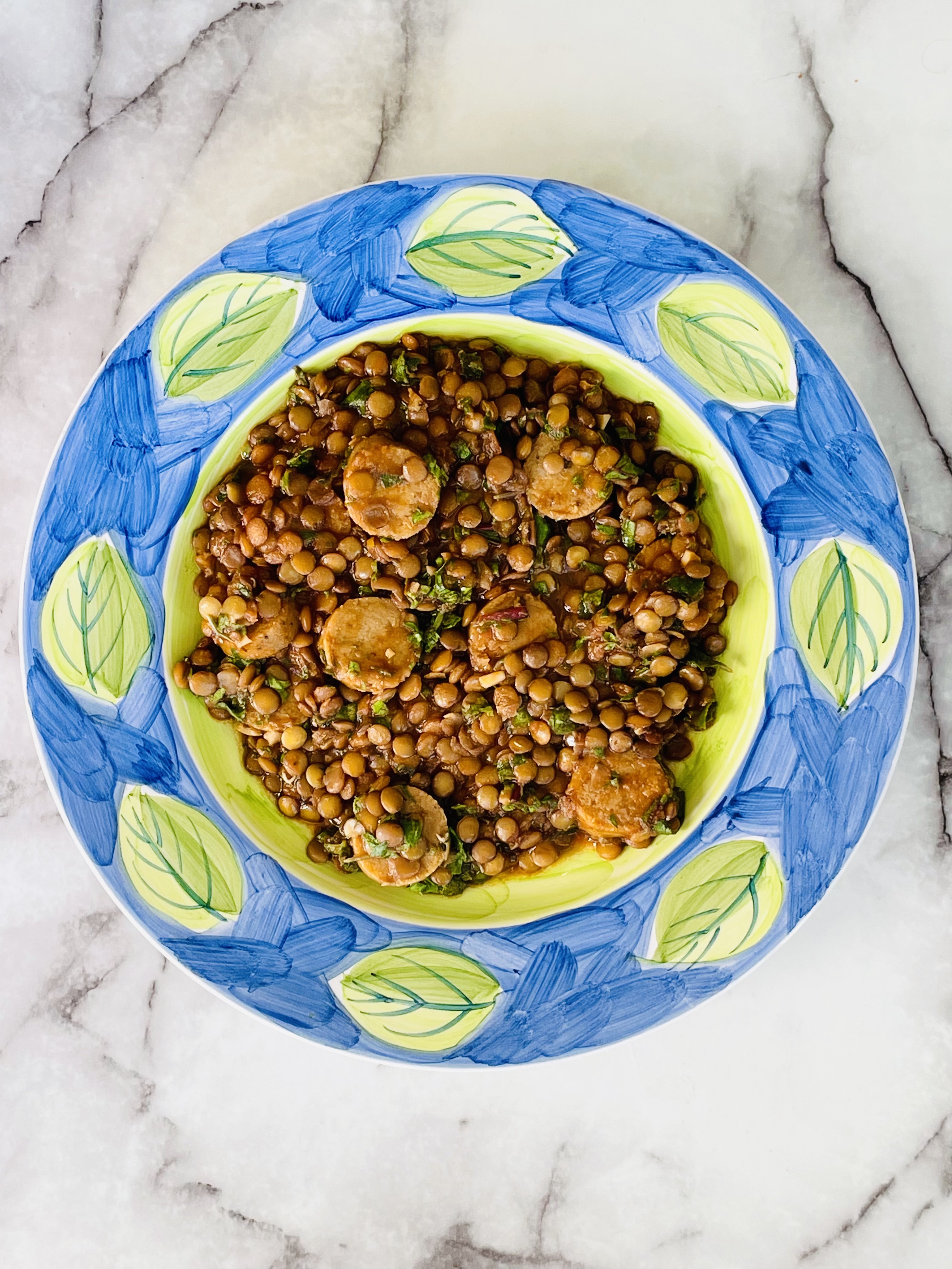 Lentils with Sausages and Greens